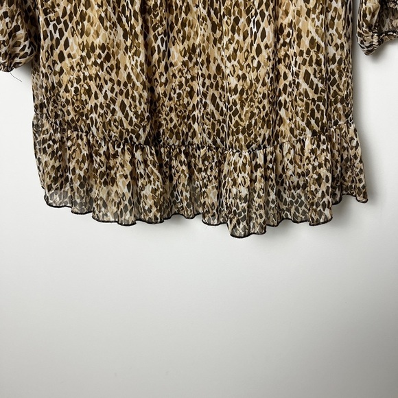 ZARA Brown Tan Abstract Snakeskin Print Chiffon Smocked Waist Boho Mini … - Picture 8 of 14